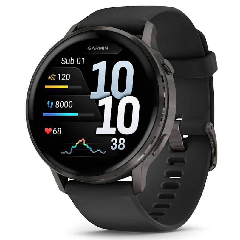 Pametni sat GARMIN Venu 4 Black/Slate sa smeđim kožnim remenom, 45mm, 010-03014-03